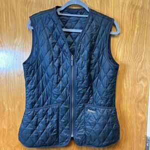 Barbour Black Quilted Vest with Stand-Up Collar